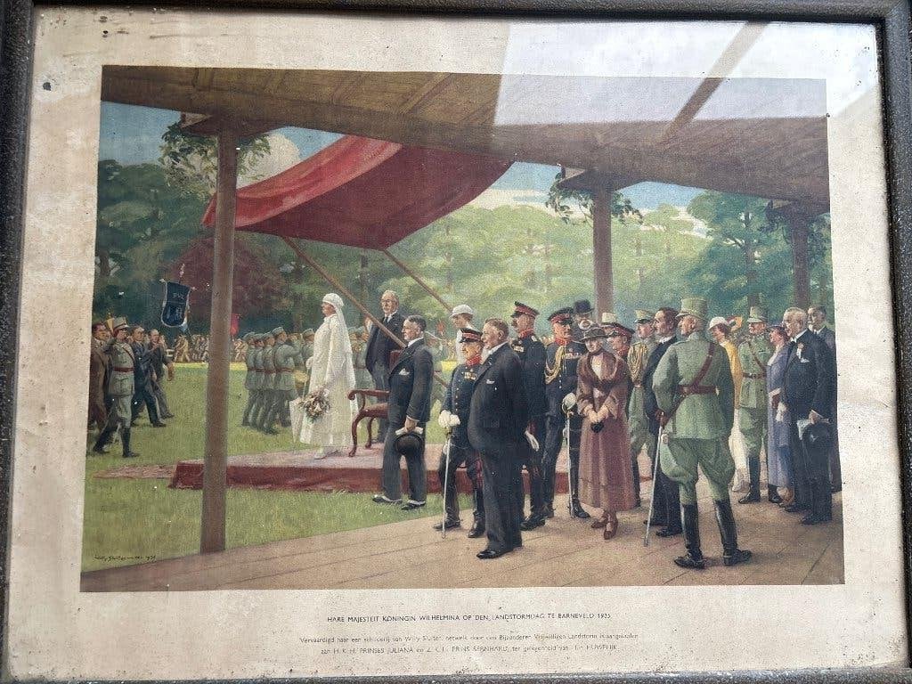 Poster hare majesteit koningin wilhelmina opden landstormdag, Ophalen, Zo goed als nieuw, Nederland, Kaart, Foto of Prent