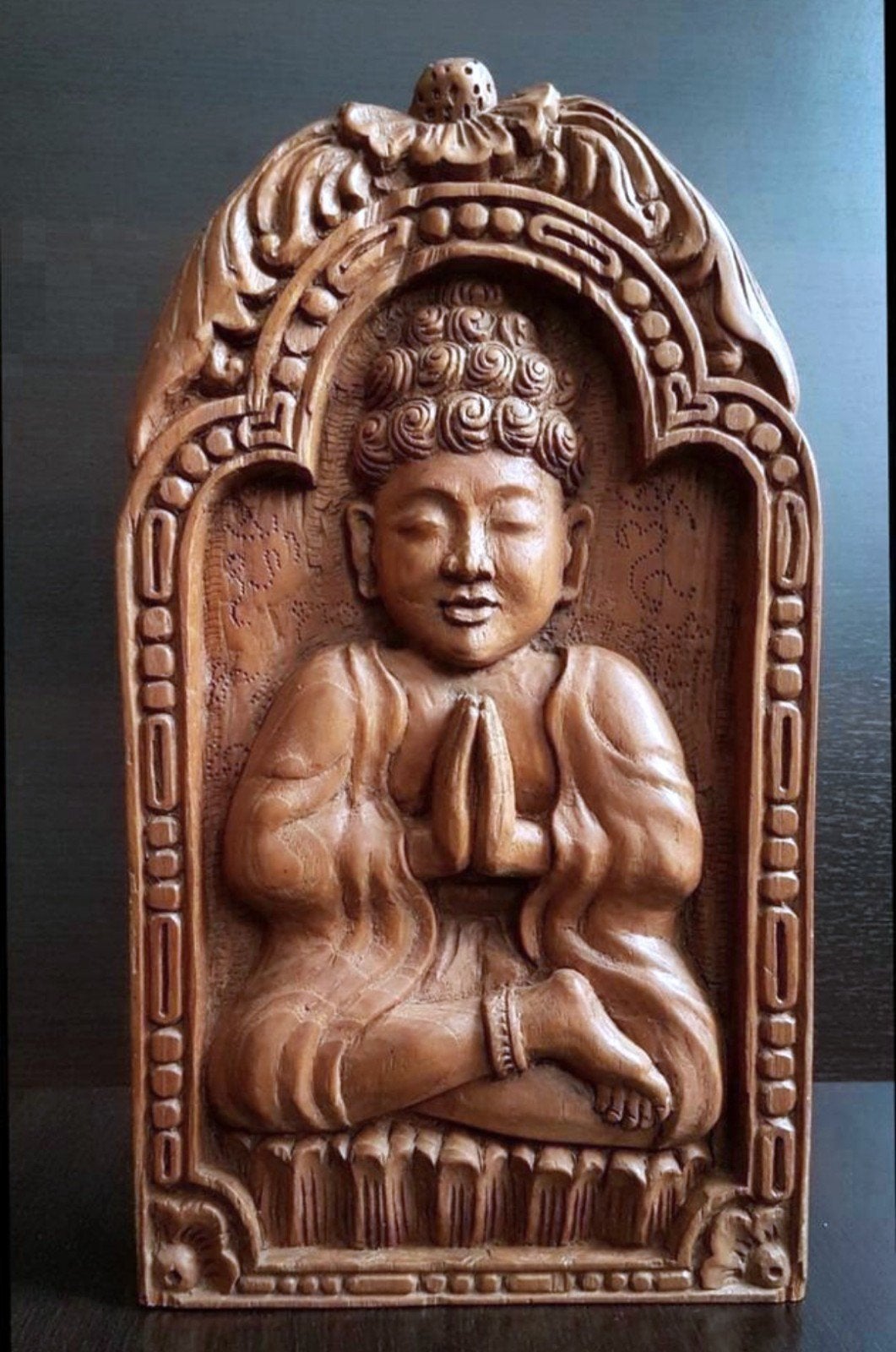 Antiek Boeddha houten handgemaakt houtsnijwerk, Antiek en Kunst, Kunst | Beelden en Houtsnijwerken, Ophalen of Verzenden
