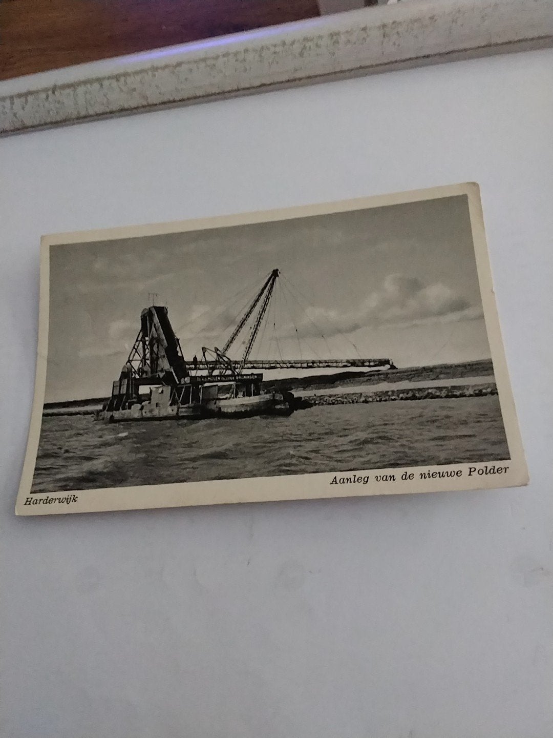 Oude Ansichtkaart Harderwijk - Aanleg Nieuwe Polder 1954, Ophalen of Verzenden, 1940 tot 1960, Gelopen, Flevoland
