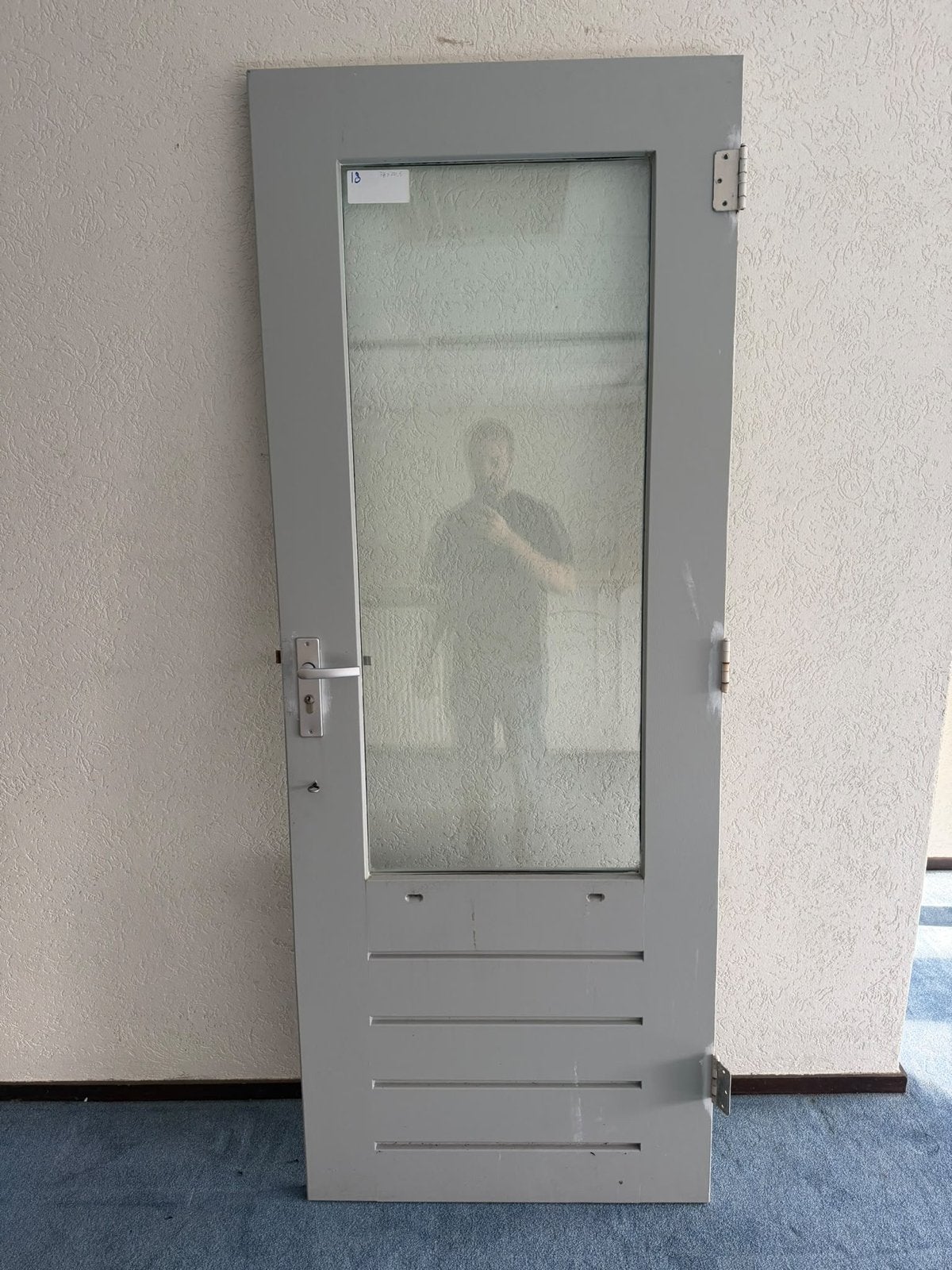 Grijze buitendeur, dubbelglas, Ophalen, Gebruikt, 80 tot 100 cm, Binnendeur