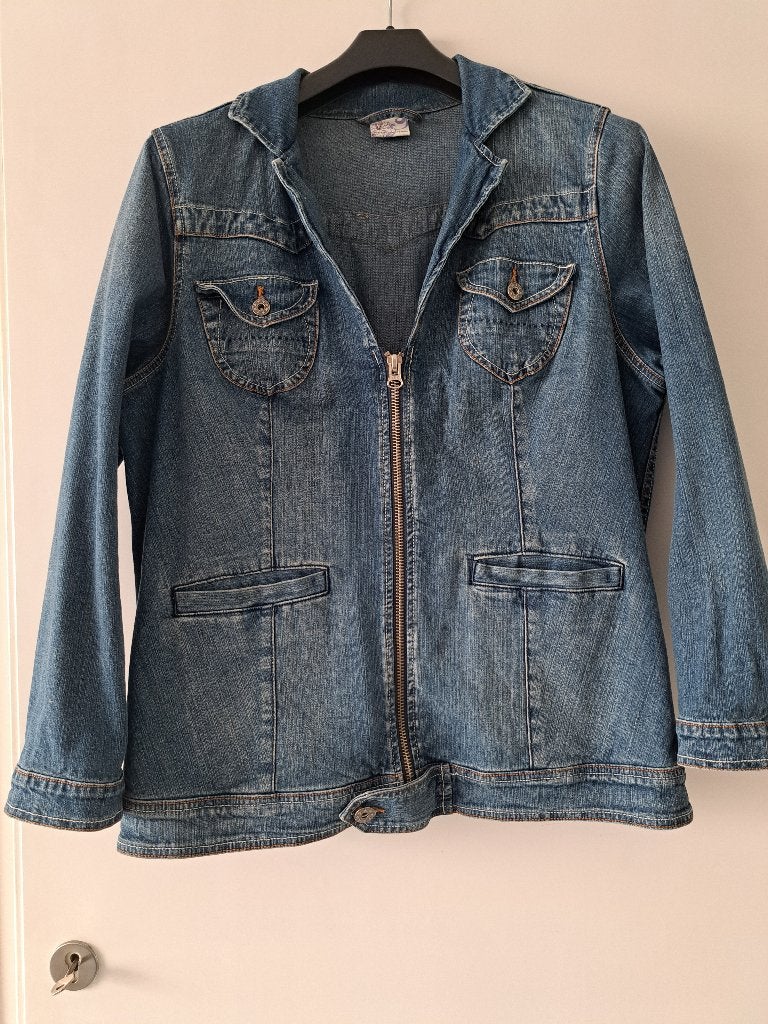Denim jasje 48, Ophalen, Blauw, Maat 46/48 (XL) of groter, Zo goed als nieuw