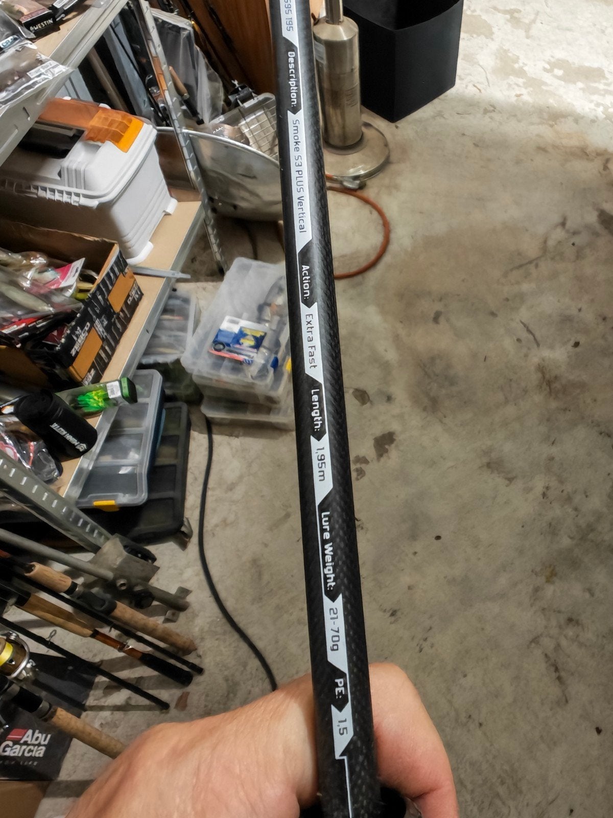 Quantum Smoke S3 Plus Vertical Hengel - 1.95m, 21-70g, Ophalen, Zo goed als nieuw, Werphengel