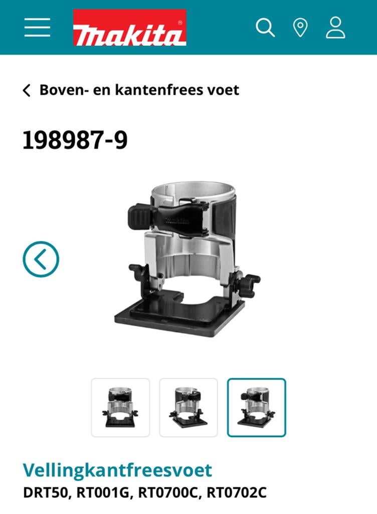 Makita veilingkantfreesvoet 198987-9 - nieuw, Ophalen of Verzenden, Nieuw, Elektrisch, Bovenfrees