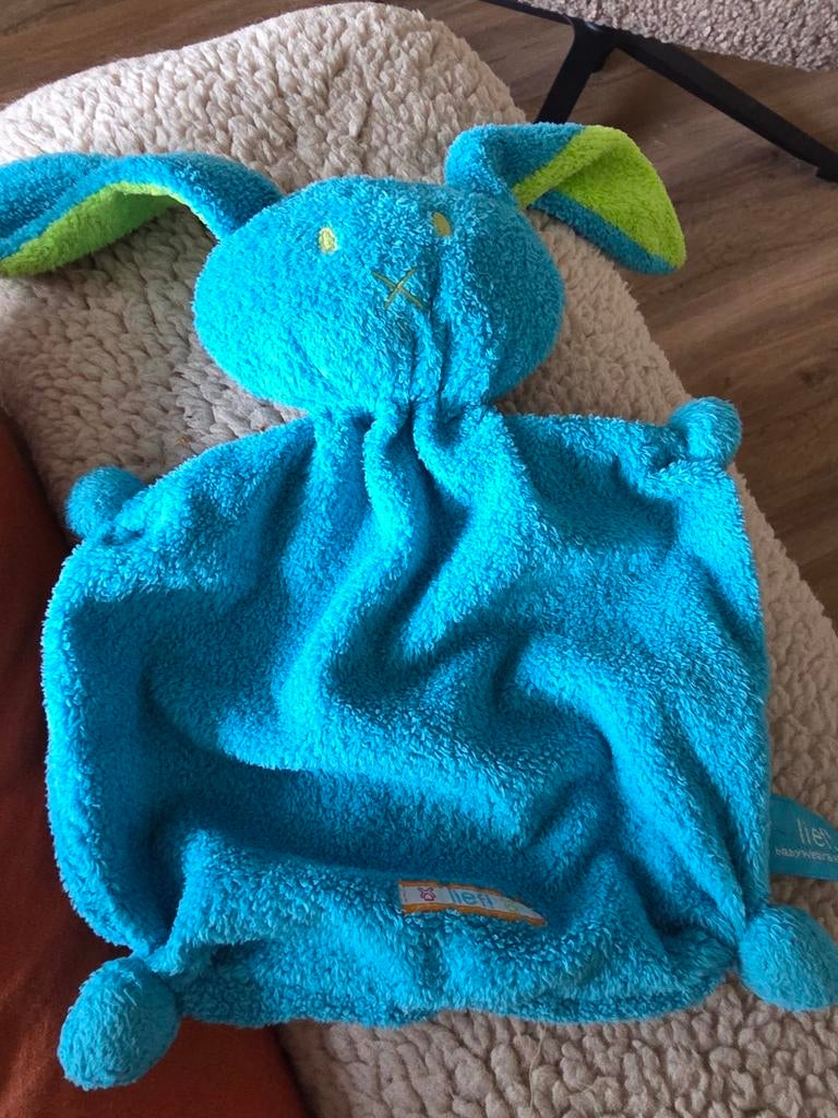 Badstof Blauw LIEF LIFESTYLE konijn knuffeldoekje ZGAN, Ophalen of Verzenden, Zo goed als nieuw, Konijn