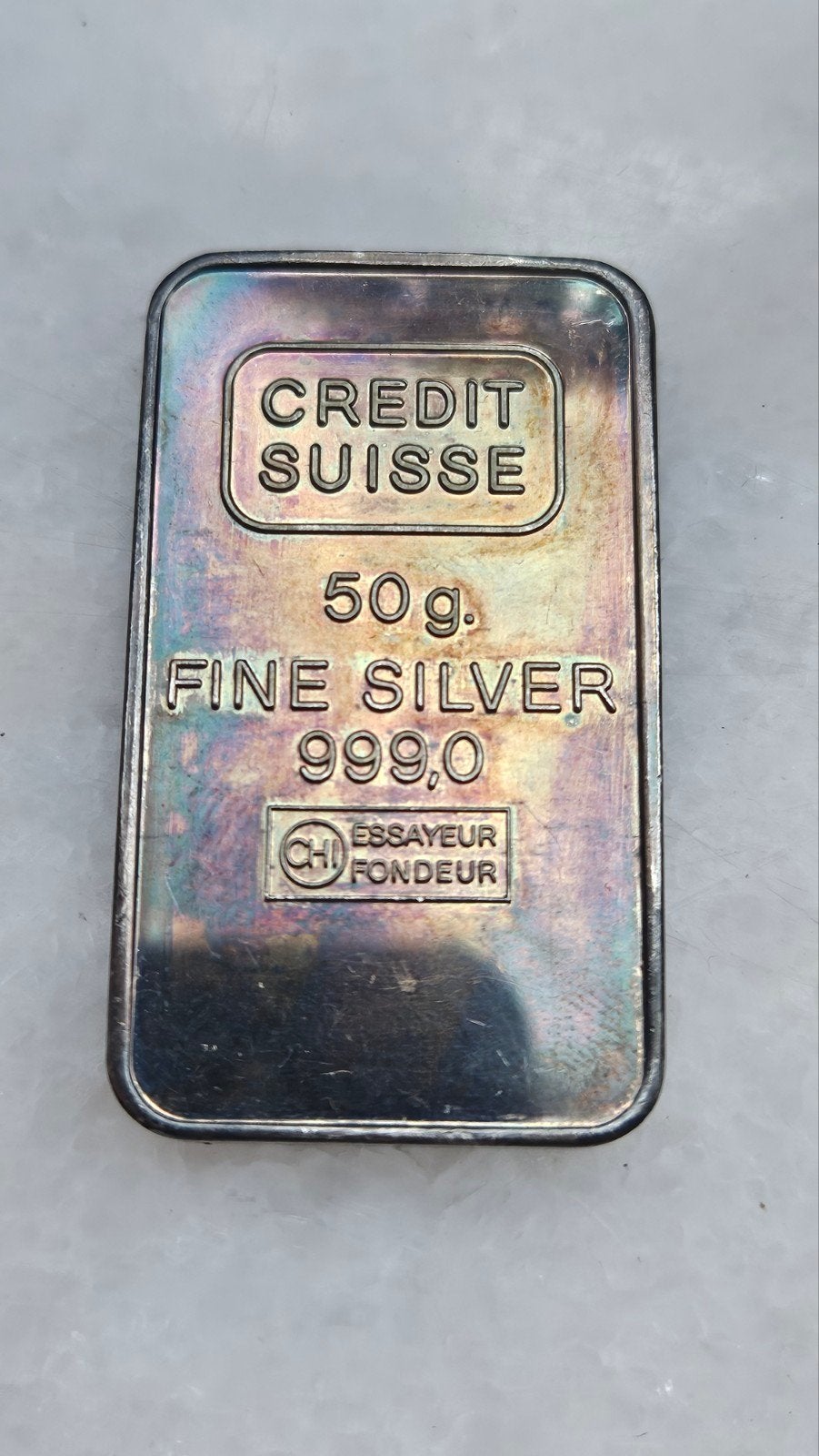 50 gram credit suisse 999 zilver, Ophalen of Verzenden, Zilver