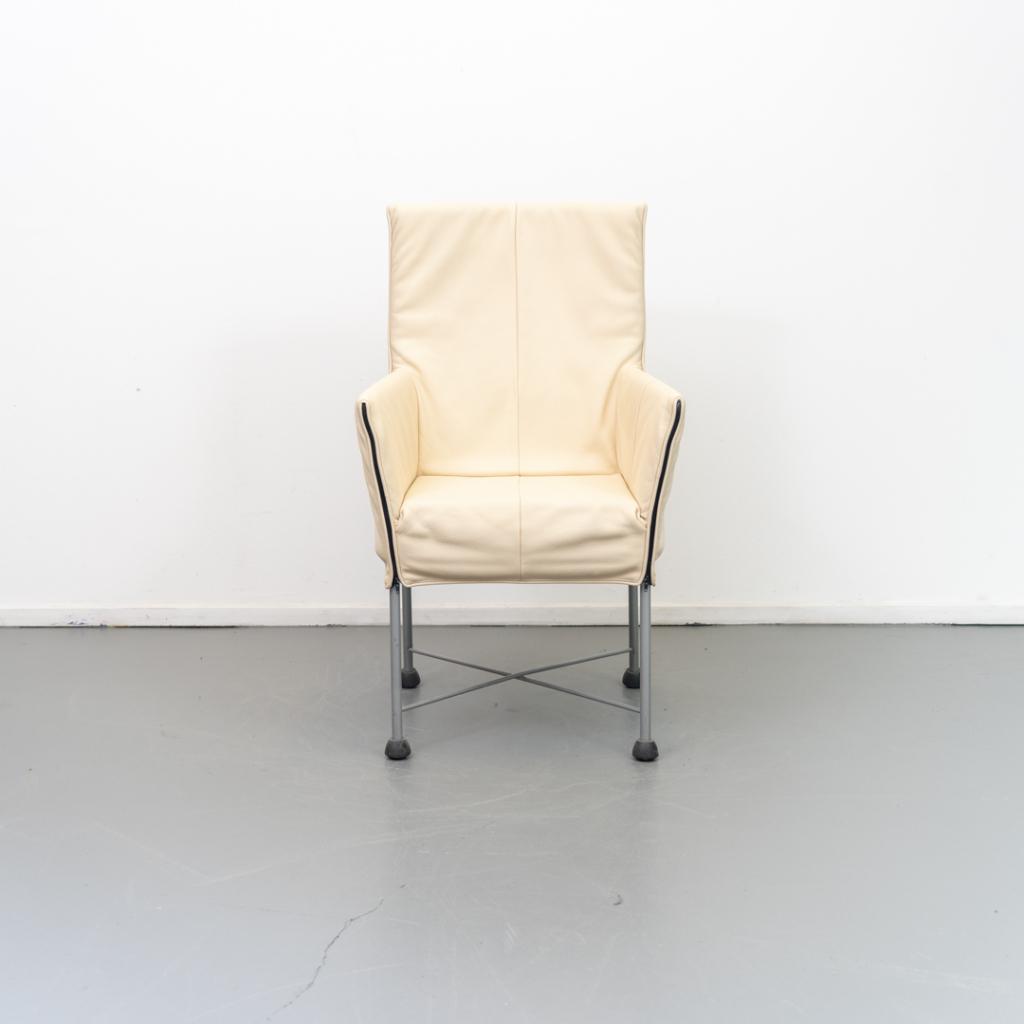 6 Montis Chaplin stoelen crème wit leder - rvs/dop, Niet ingevuld, Niet ingevuld, Ophalen of Verzenden, Zo goed als nieuw