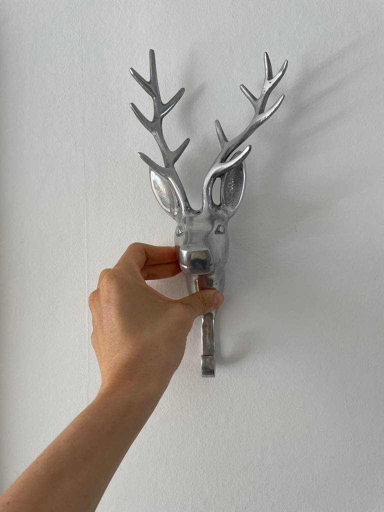 Hanger Hert zilverkleurig., Huis en Inrichting, Woonaccessoires | Wanddecoraties, Ophalen of Verzenden, Zo goed als nieuw