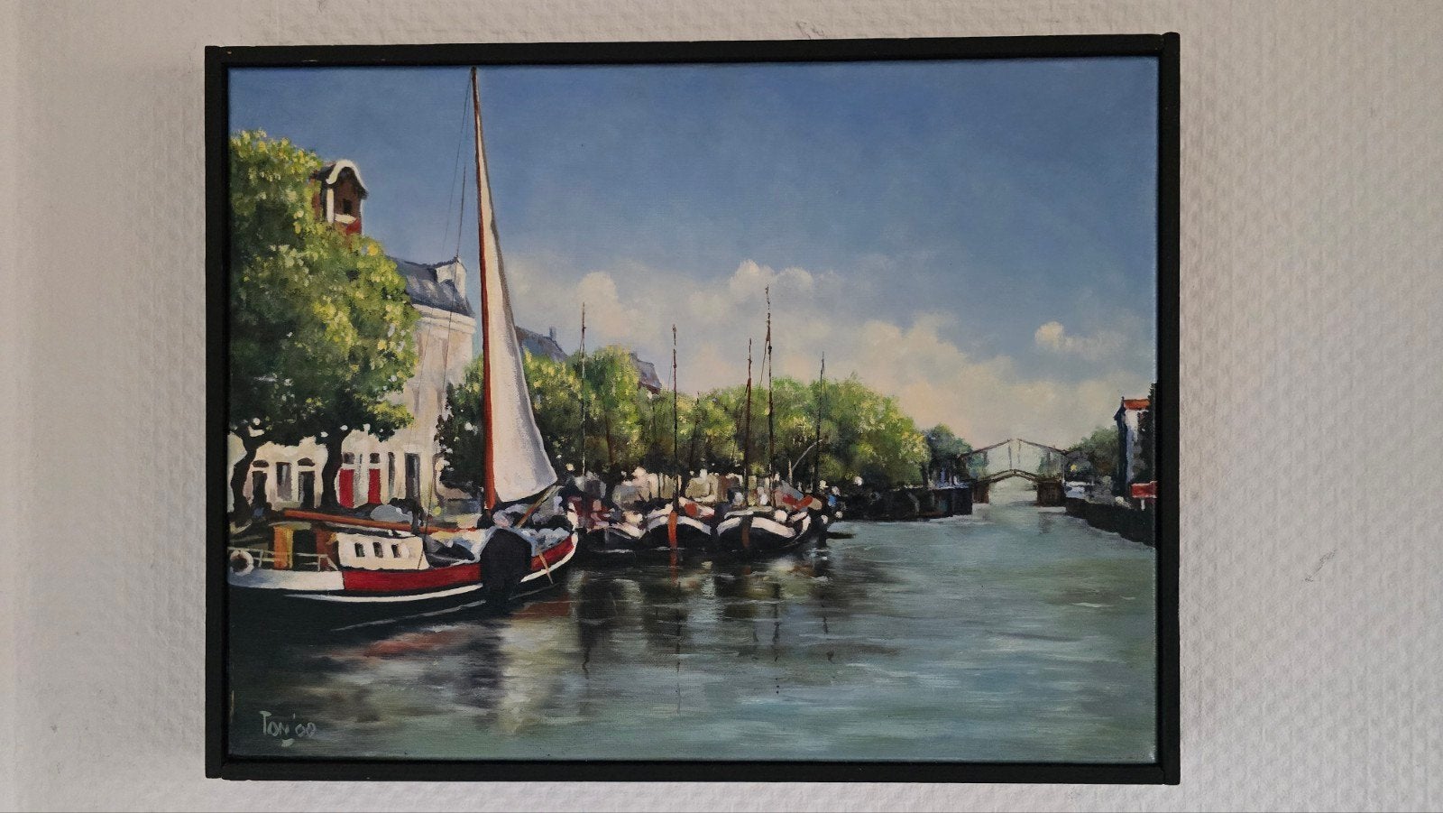 Schilderij 'Wolwevershaven' door Ton de Haas (1990), Ophalen of Verzenden