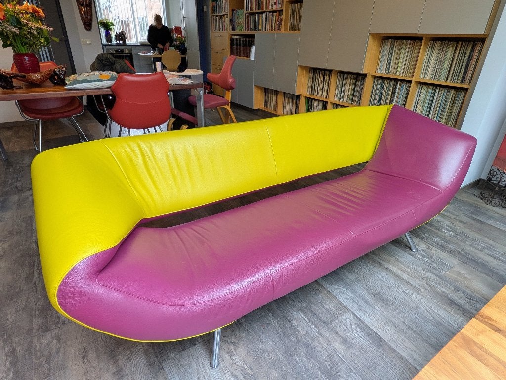 Leolux Arabella 3-zits bank in Senso leder, Ophalen, Gebruikt, Driepersoons, 75 tot 100 cm