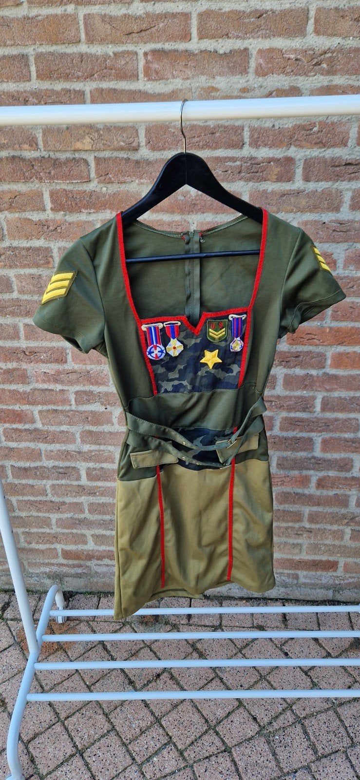 Militair jurkje - Verkleedkostuum maat xs, Ophalen, Zo goed als nieuw, Maat 34 (XS) of kleiner, Carnaval