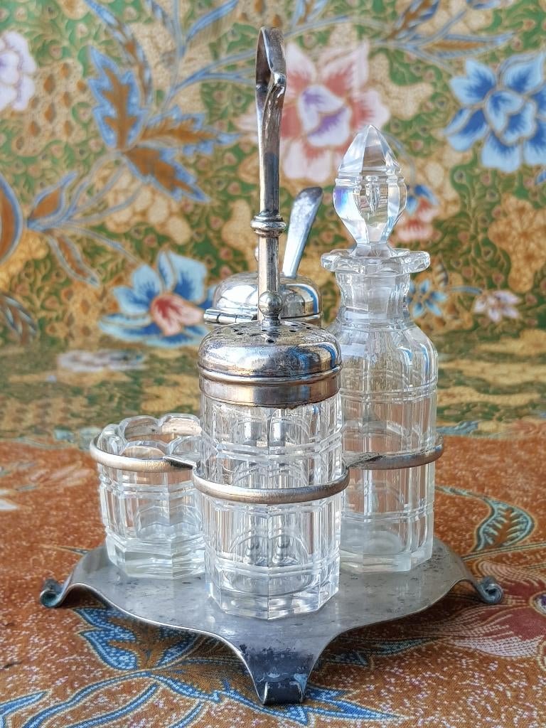 Mooie antieke Engelse condiment set van Walker & Hall 15 cm., Ophalen of Verzenden