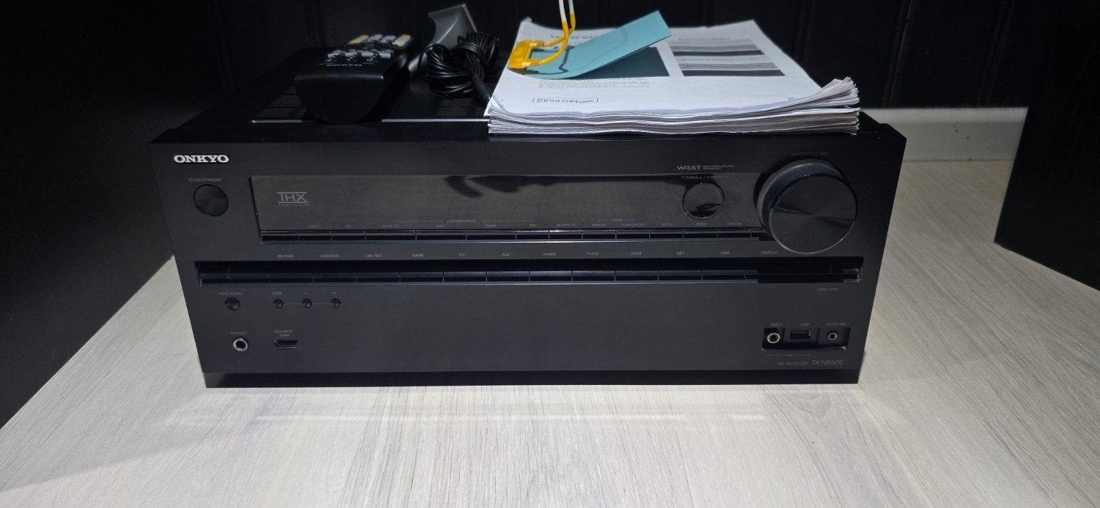 Onkyo TX-NR609 AV-receiver met accessoires, Ophalen, Zo goed als nieuw, 120 watt of meer, Onkyo