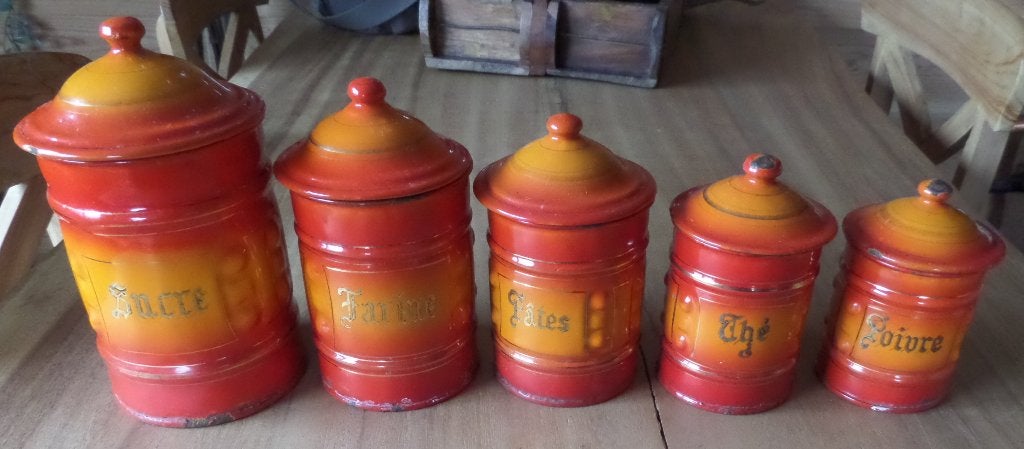 emaille set 1920 en 5 delig, Ophalen of Verzenden