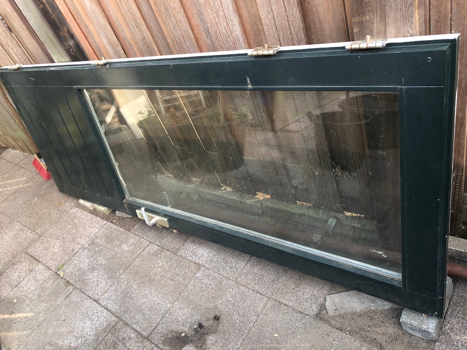 Uitstekende kwaliteit gebruikte houten deur met dubbel glas, Ophalen, Gebruikt, Buitendeur, 200 tot 215 cm
