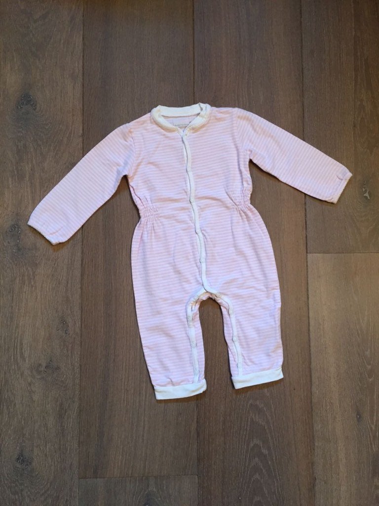 IZGS roze-wit gestreept boxpakje/jumpsuit; Ducky Beau; mt 80, Meisje, Ophalen of Verzenden, Zo goed als nieuw, Ducky Beau