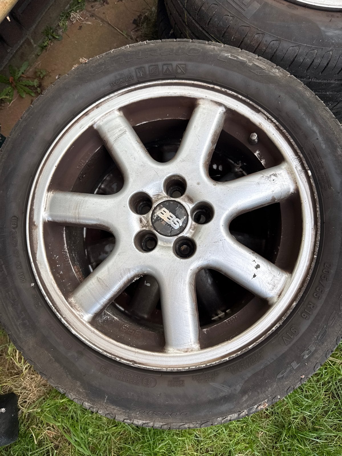 4x BBS velgen met Pirelli Cinturato P7 banden 205/55 R16, Ophalen, Gebruikt, 16 inch, Banden en Velgen
