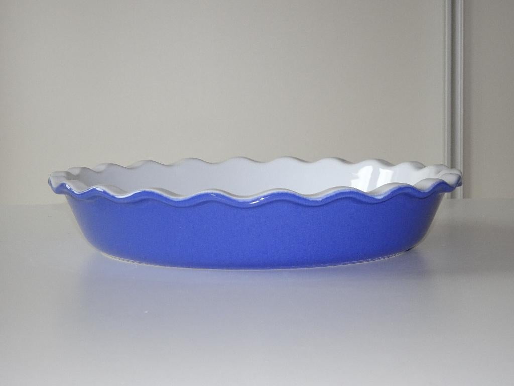 Emile Henry ovenschaal taartvorm schaal 30 cm blauw, Ophalen of Verzenden, Zo goed als nieuw