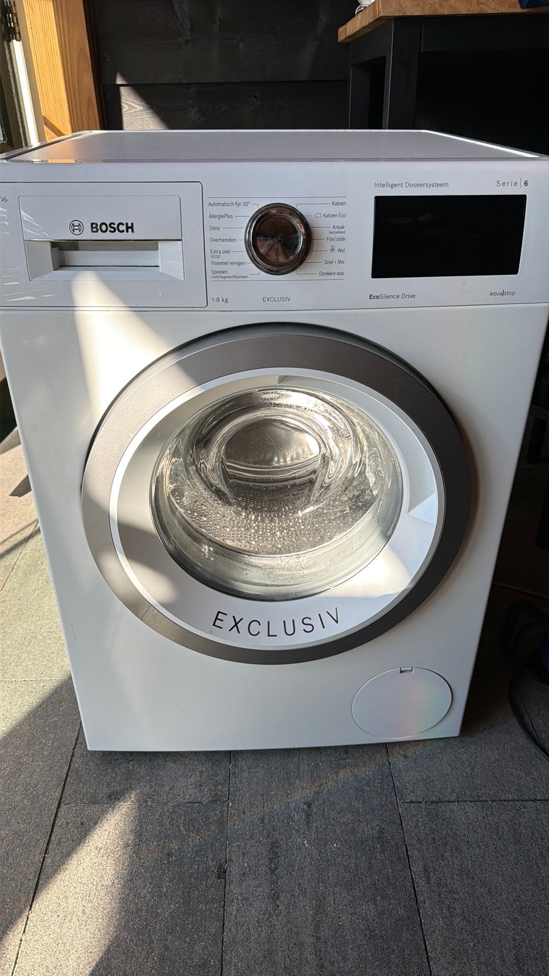 Bosch WAT28695NL/01, Witgoed en Apparatuur, Wasmachines, Gebruikt, Voorlader, 6 tot 8 kg, 85 tot 90 cm, 1200 tot 1600 toeren, Kort programma