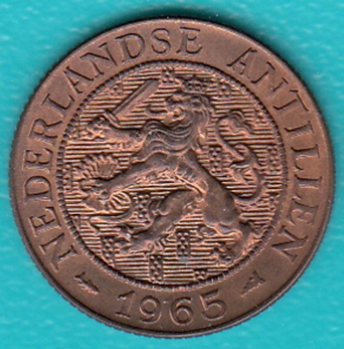 Nederlandse Antillen 2½ cent 1965, Scho. 1422 in munthouder, Ophalen of Verzenden, Koningin Juliana, Overige waardes, Losse munt
