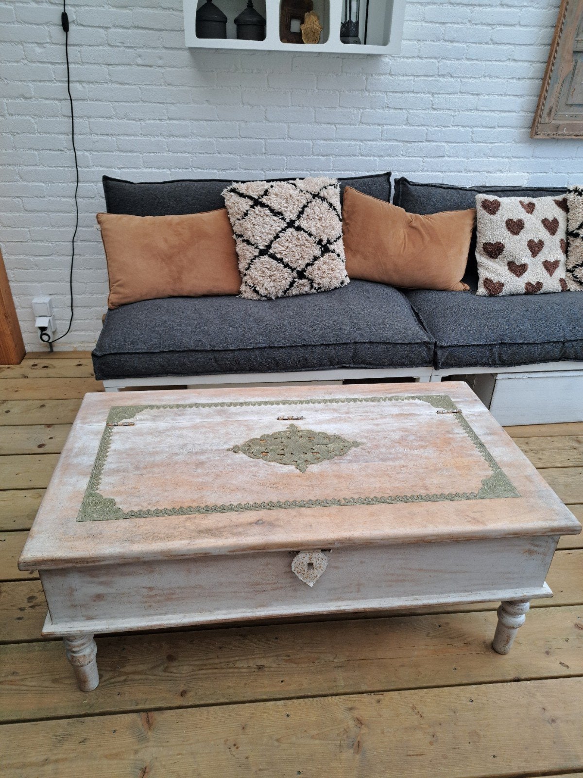 Marokkaanse Oosterse Ibiza salontafel, Huis en Inrichting, Ophalen, Rechthoekig, 100 tot 150 cm, 50 tot 100 cm
