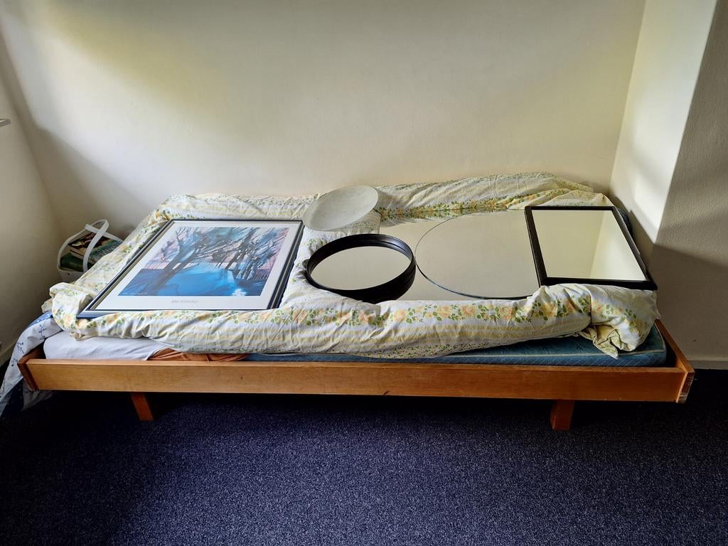 Gratis eenpersoonsbed met houten frame, Ophalen, Gebruikt, 90 cm, Eenpersoons