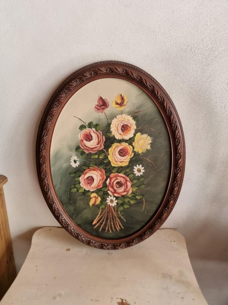 Olieverf schilderij bloemen stilleven K81 * schapenweide, Ophalen