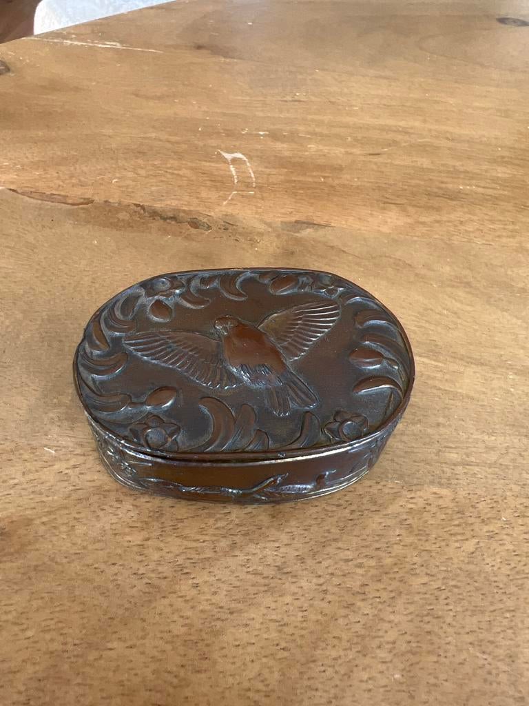 Antiek koper bakje voor postzegels of pillen, Antiek en Kunst, Antiek | Koper en Brons, Ophalen of Verzenden, Koper
