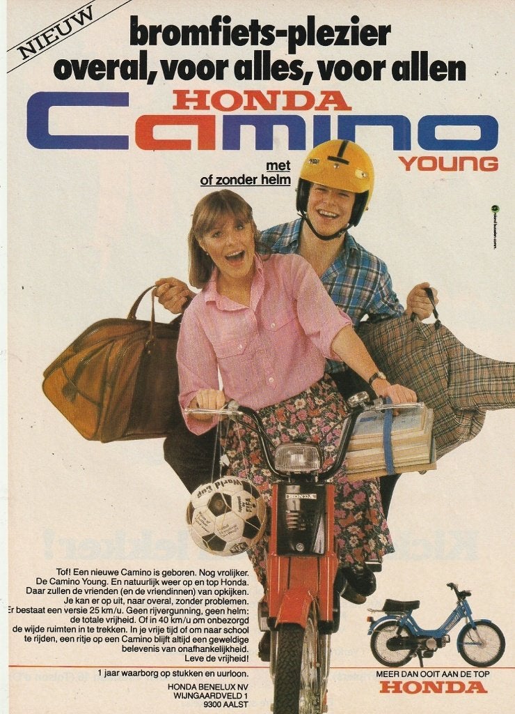 Retro reclame 1979 Honda Camino brommer nog vrolijker, Verzamelen, Verzenden, Overige typen