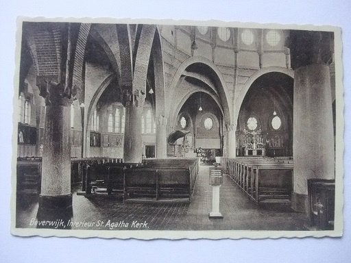 P304 Beverwijk - Interieur St Agatha Kerk, Verzenden, 1920 tot 1940, Ongelopen, Noord-Holland