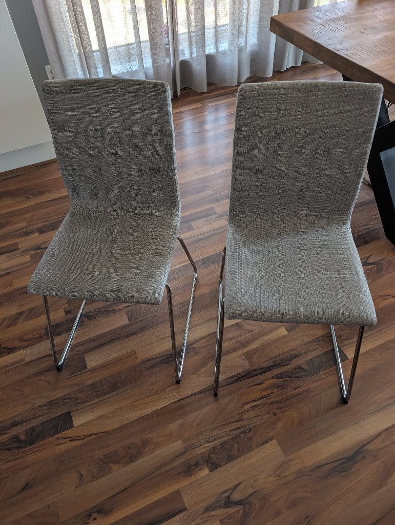 Twee grijze eettafel stoelen ikea, Huis en Inrichting, Ophalen, Gebruikt, Grijs, Twee