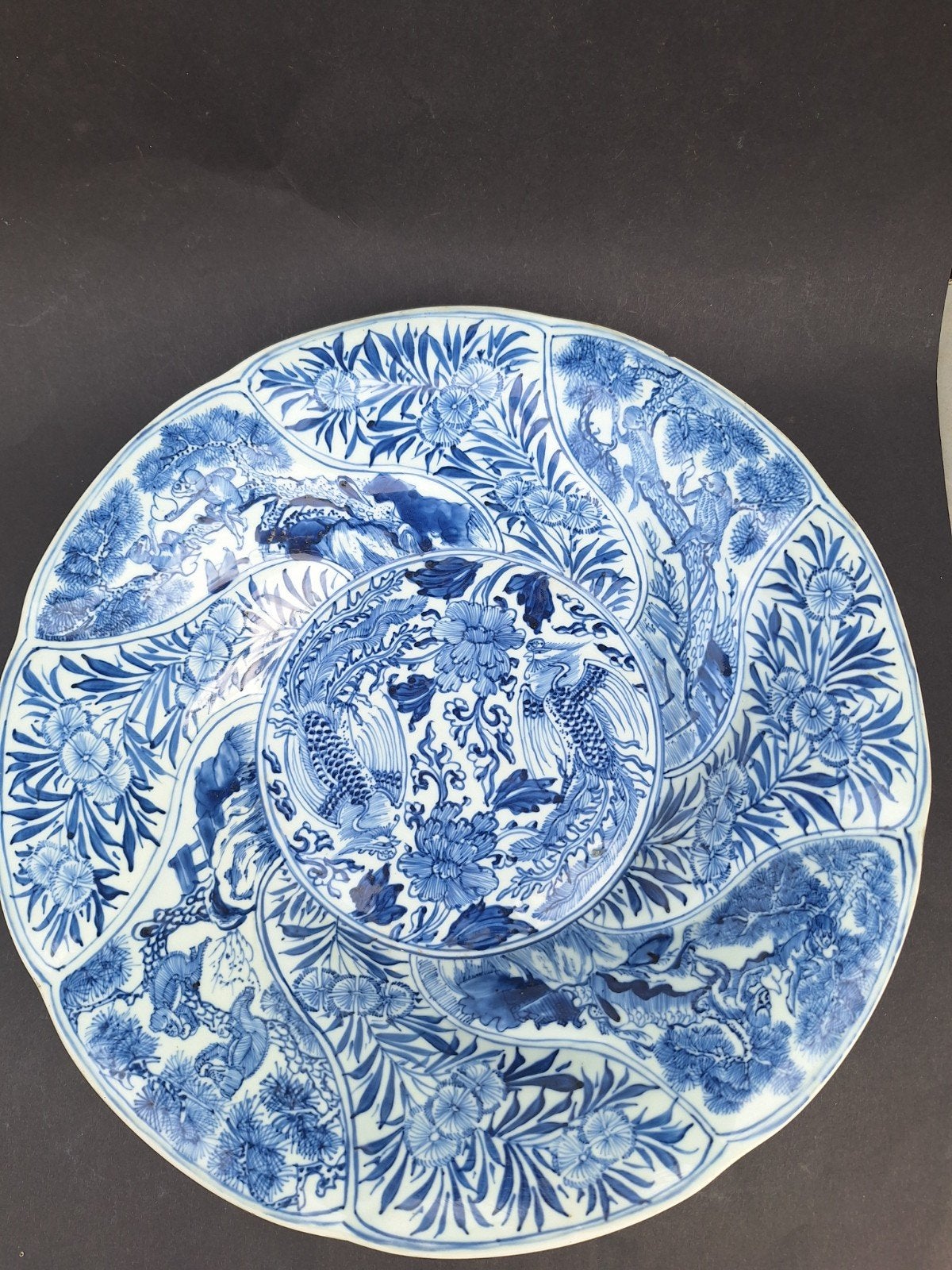 Kangxi schotel dubbelbord  Apen in de boom   18  eeuw  China, Ophalen of Verzenden