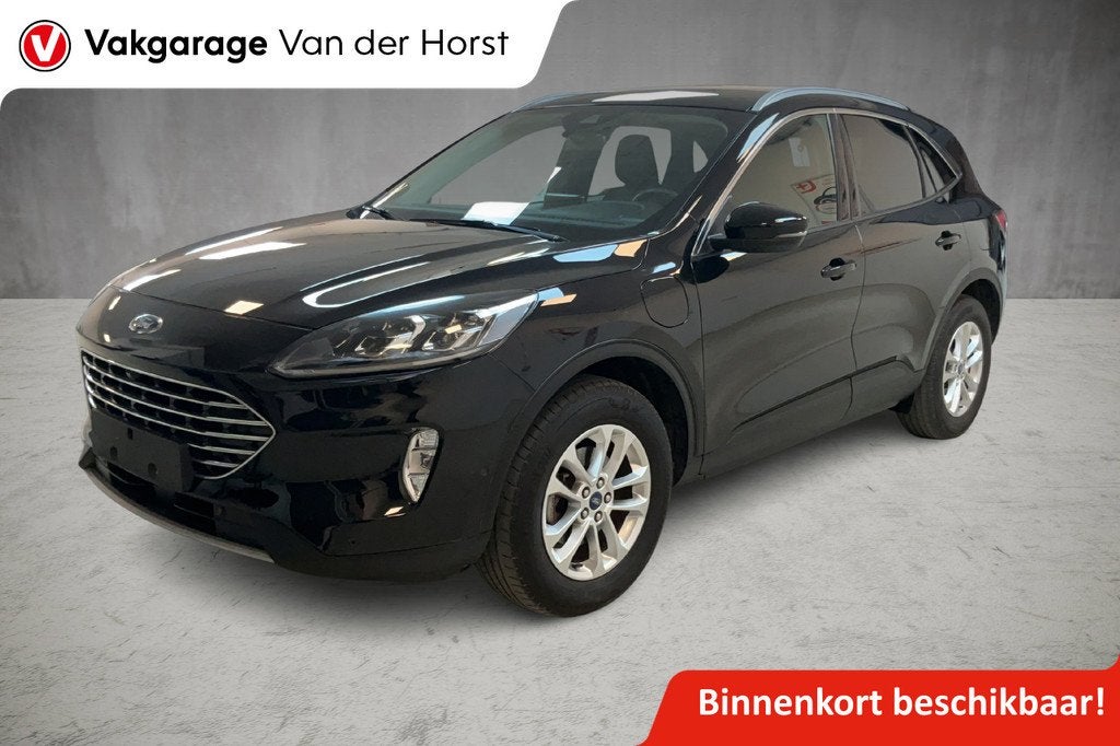 Ford Kuga 2.5 225 pk Titanium X PHEV Plug-in Hybrid Trekhaak, Auto's, Ford, Gebruikt, Zwart, 4 cilinders, Leder en Stof