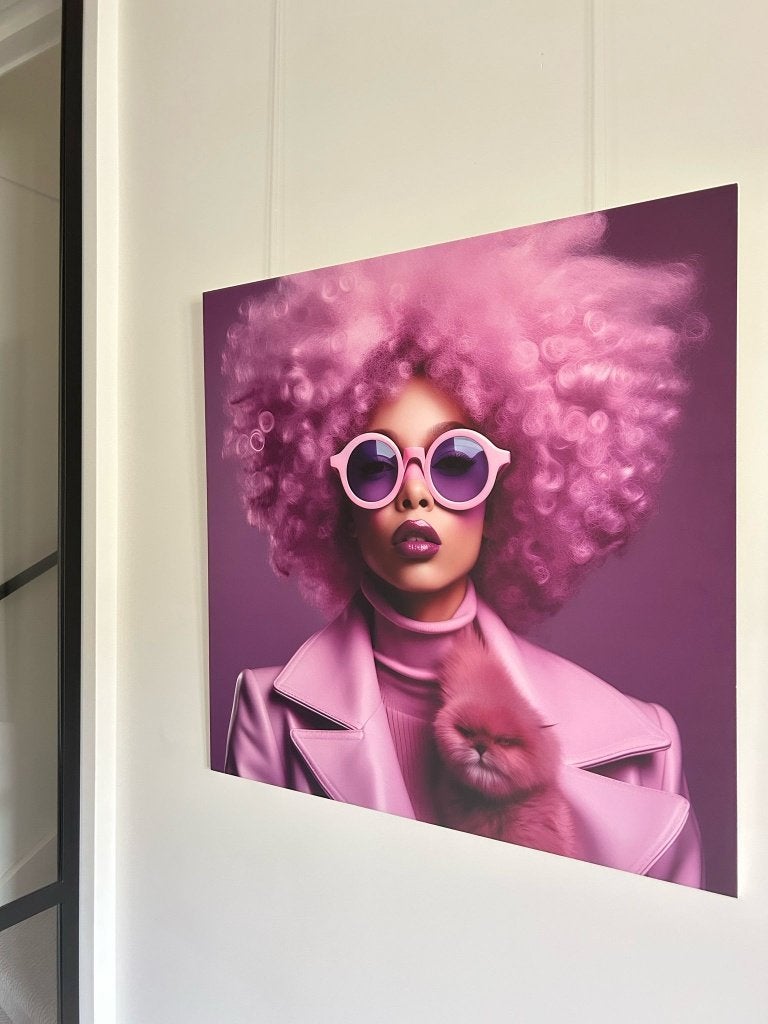 Expositie stuk op Forex roze kunstwerk 80 x 78,5 cm, Ophalen of Verzenden, Kunststof