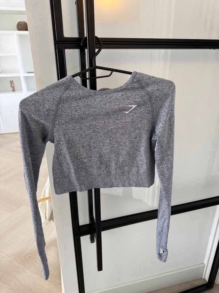 Gymshark crop top maat M, Maat 38/40 (M), Ophalen of Verzenden, Fitness of Aerobics, Grijs