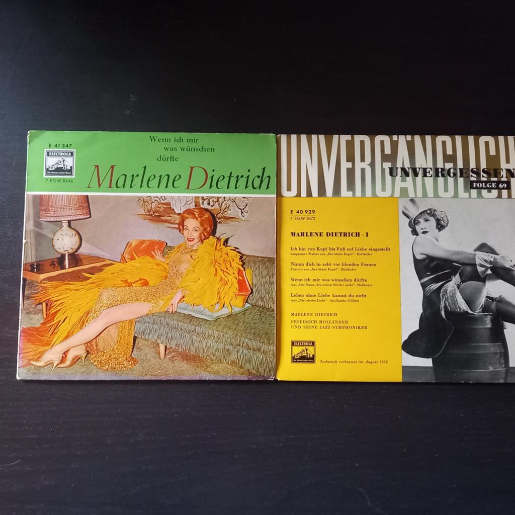 Marlene Dietrich twee single EP's jaren 50 60 Duits, Cd's en Dvd's, Vinyl Singles, Gebruikt, Voor 1960, 7 inch, Ophalen of Verzenden