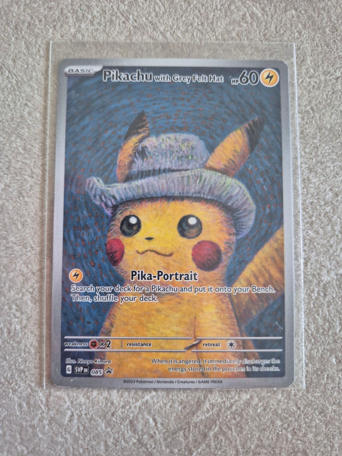 Pikachu van Gogh Pokémon Kaart (Pika-Portret), Verzenden, Zo goed als nieuw, Losse kaart