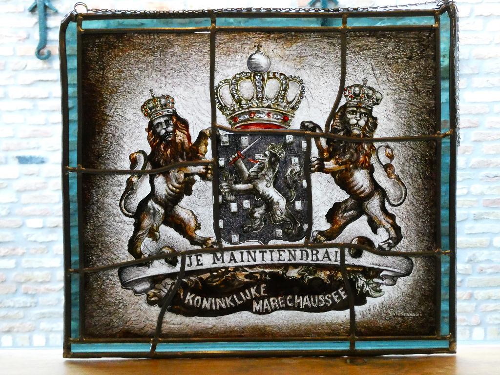 Glas in lood Je Maintiendrai Frans Griesenbrock Marechaussee, Ophalen of Verzenden