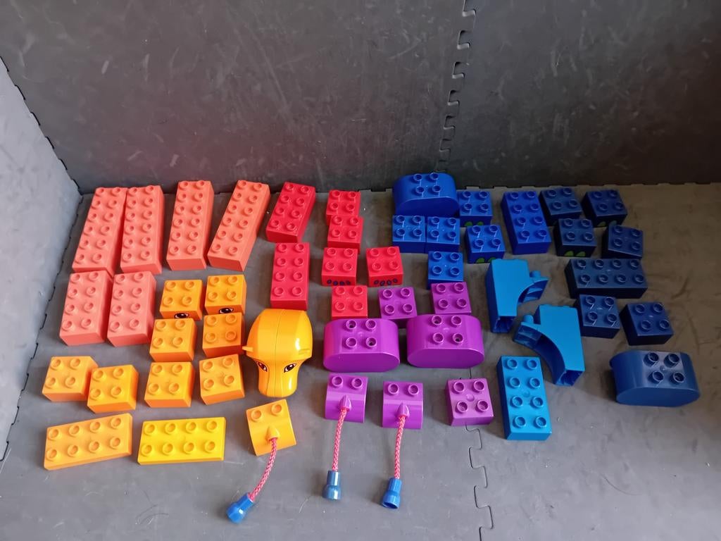 Lego Duplo 50 blokken Oranje Paars Blauw, Gebruikt, ., Ophalen of Verzenden, Duplo