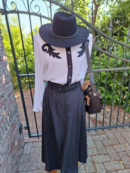 Western blouse, Maat 38/40 (M), Lilia Smith, Wit, Nieuw