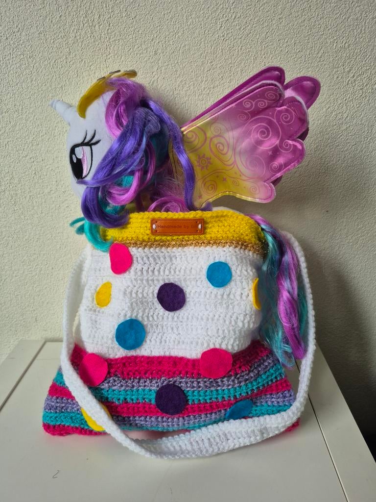 Zelfgehaakt schoudertasje & Princess Sparkle Celestia, Ophalen of Verzenden, Nieuw, Overige kleuren, Overige merken