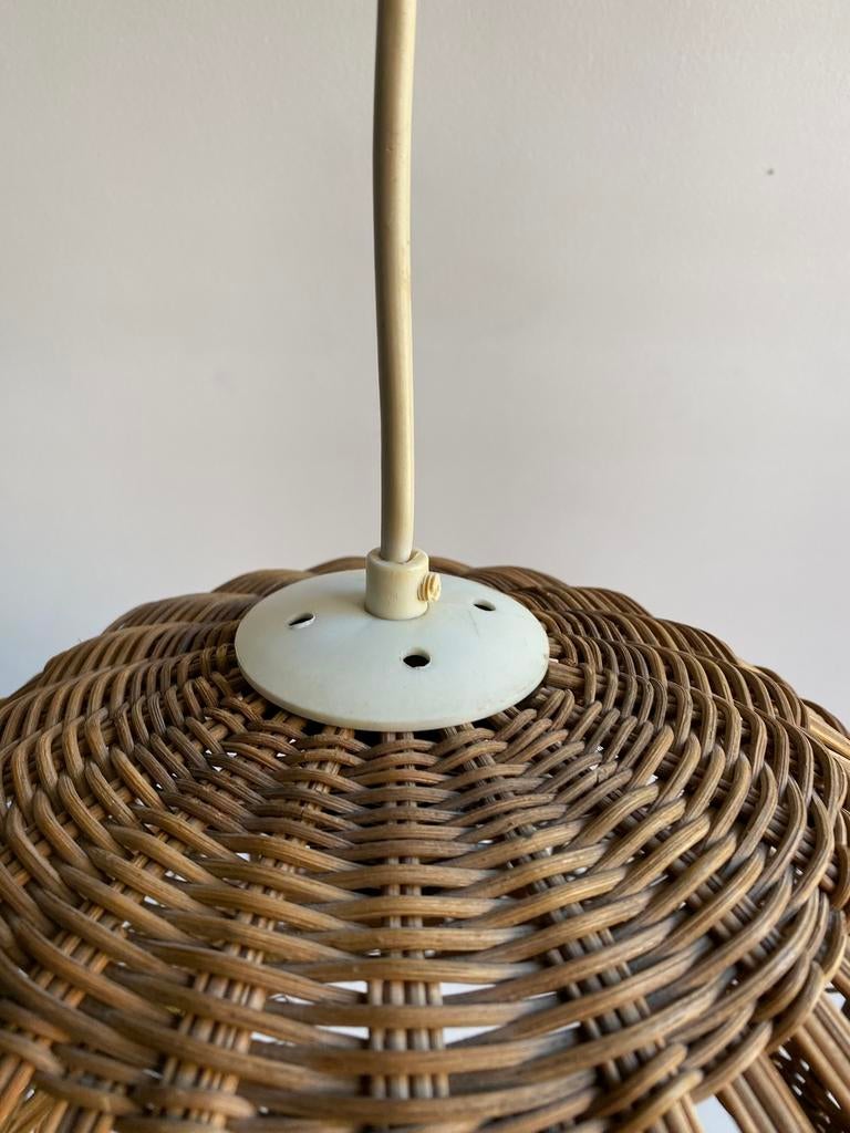 Rotan hanglamp bol , jaren 70, Overige materialen, Gebruikt, Onbekend, Ophalen of Verzenden