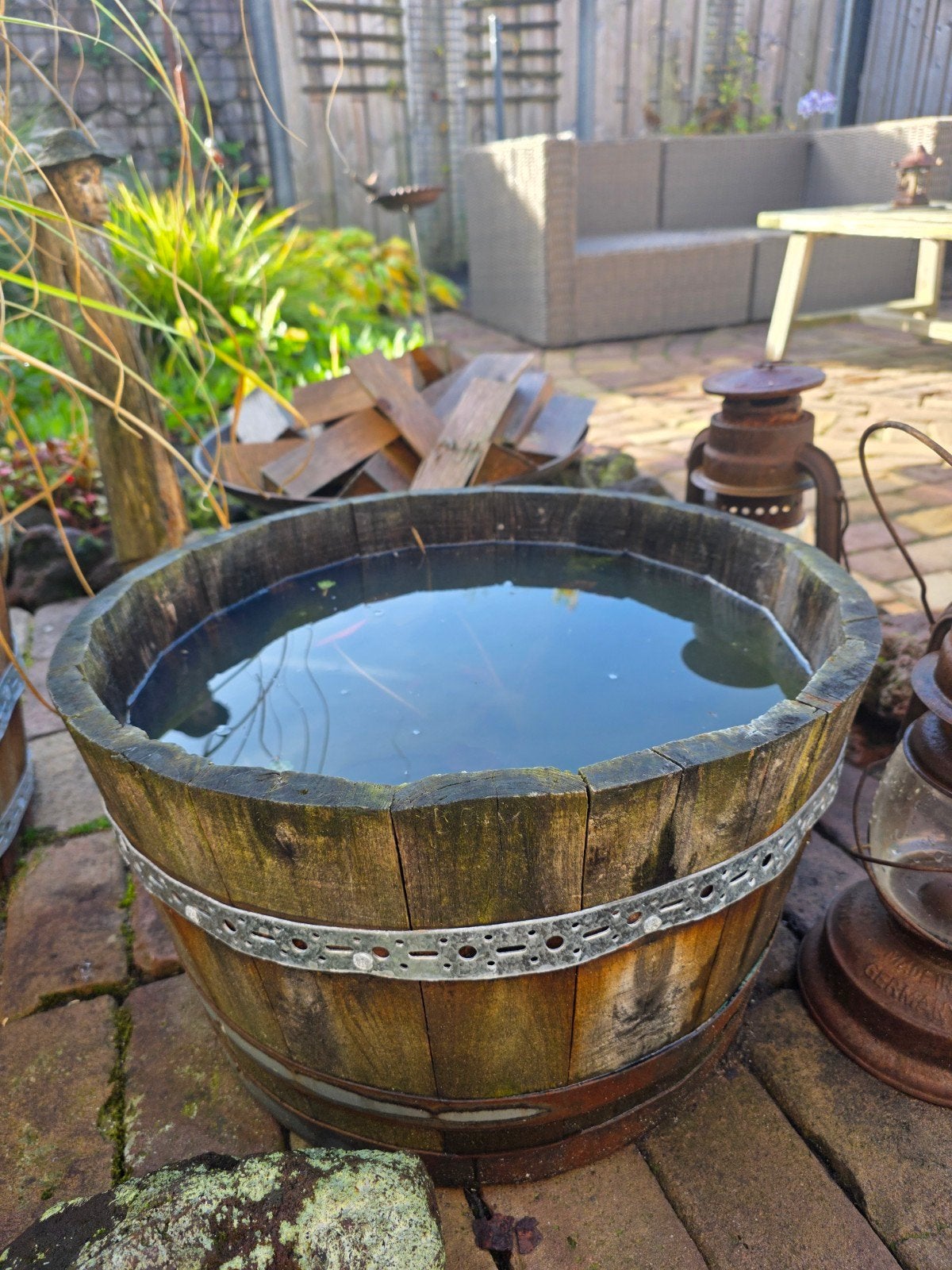 Houten Wijnvat / Regenton voor Tuin of Decoratie, Ophalen, Gebruikt