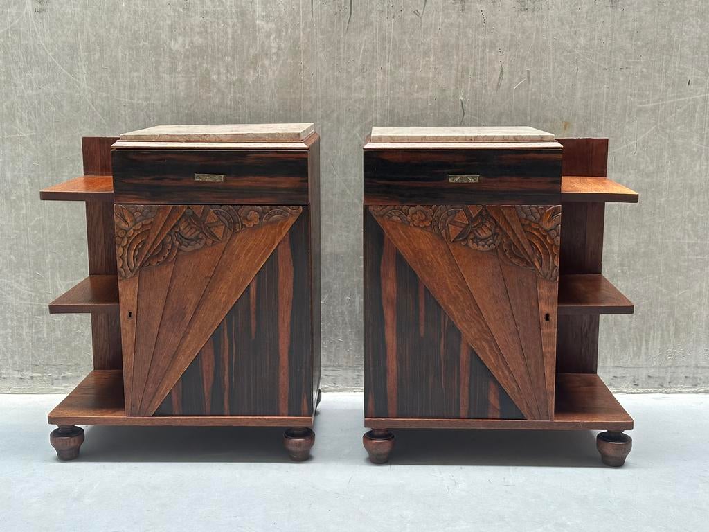Set/2 Art Deco / Art Nouveau nachtkastjes, Ophalen, Gebruikt, X, X