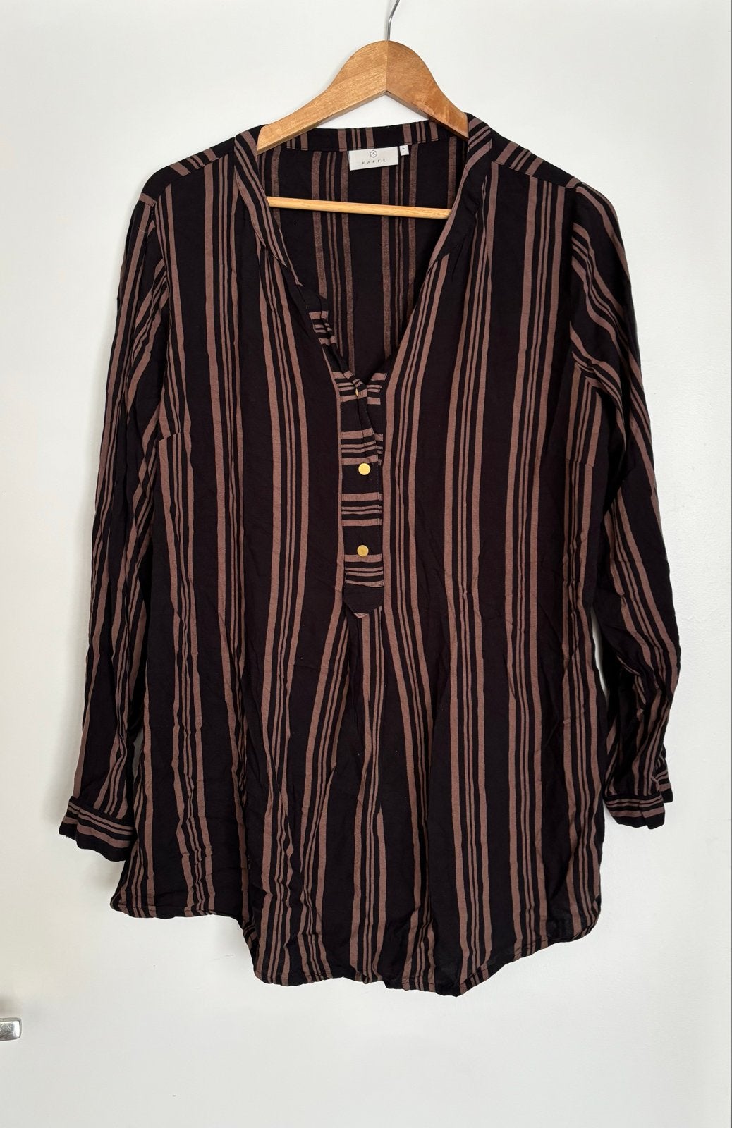 Mooie blouse van ZARA - Zwart met bruine strepen, Ophalen of Verzenden, Zo goed als nieuw, Maat 42/44 (L), Zwart