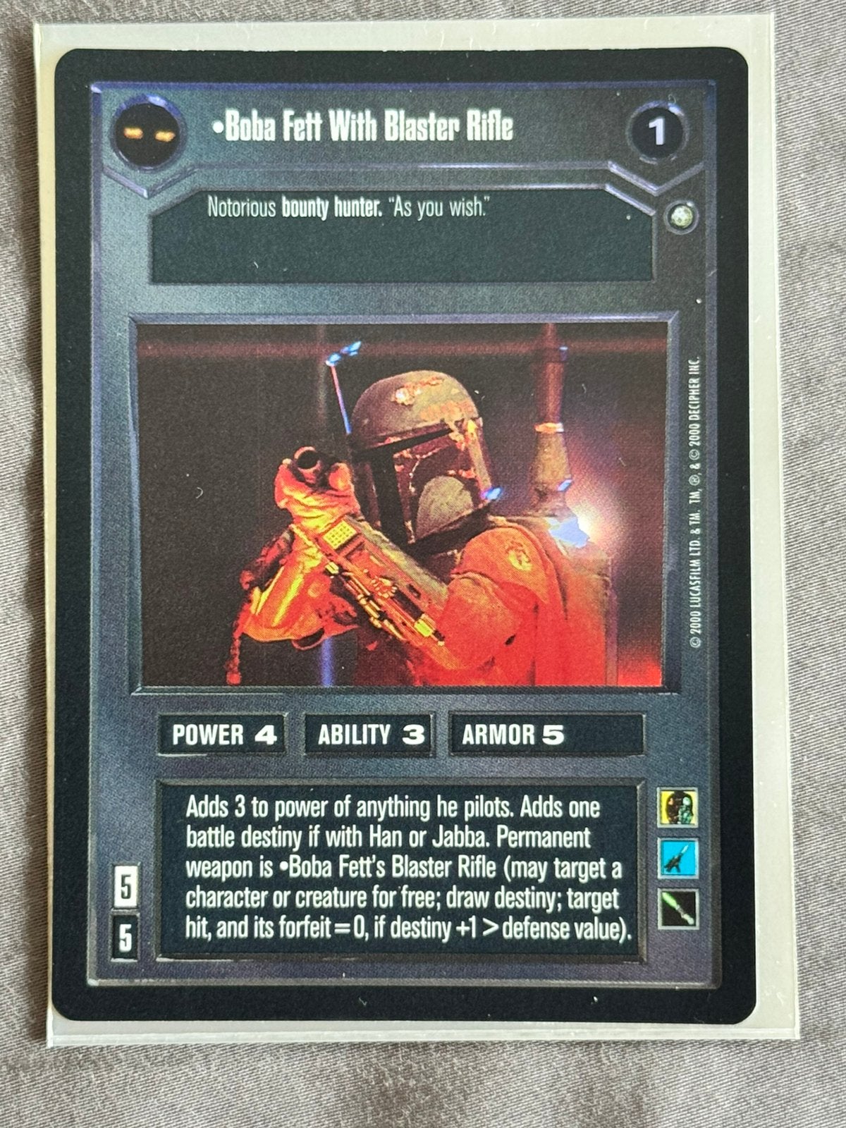 Star Wars CCG Reflections II Boba Fett With Blaster Rifle, Ophalen of Verzenden, Zo goed als nieuw, Foil