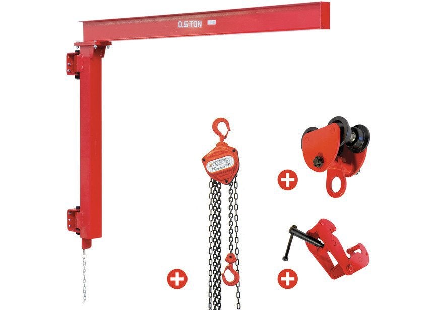 Pack wandzwenkkraan 500 kg manuele kettingtakel MW Tools