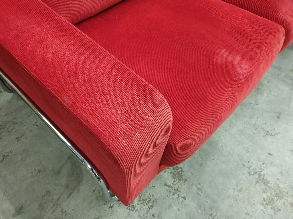 Gispen AD bank 2.5 zits Manchester rood gebruikt exemplaar, Ophalen, Gebruikt, Tweepersoons, 75 tot 100 cm