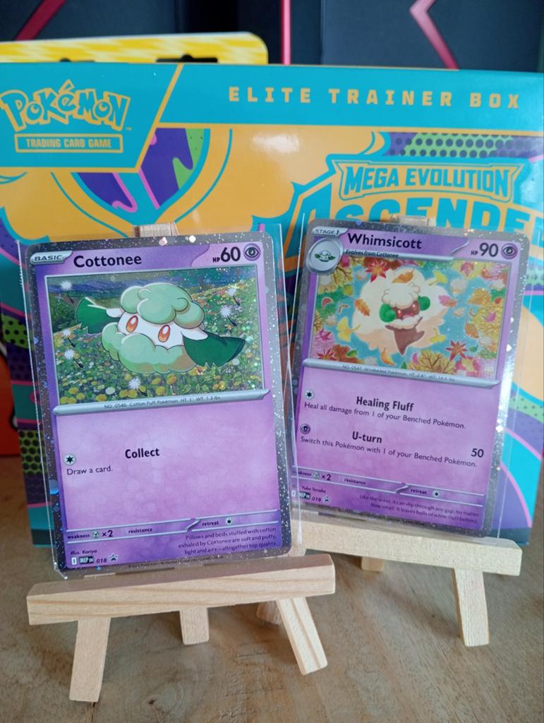 Pokémon Cosmo holo Cottonee en Whimsicott, Ophalen, Zo goed als nieuw, Meerdere kaarten, Foil