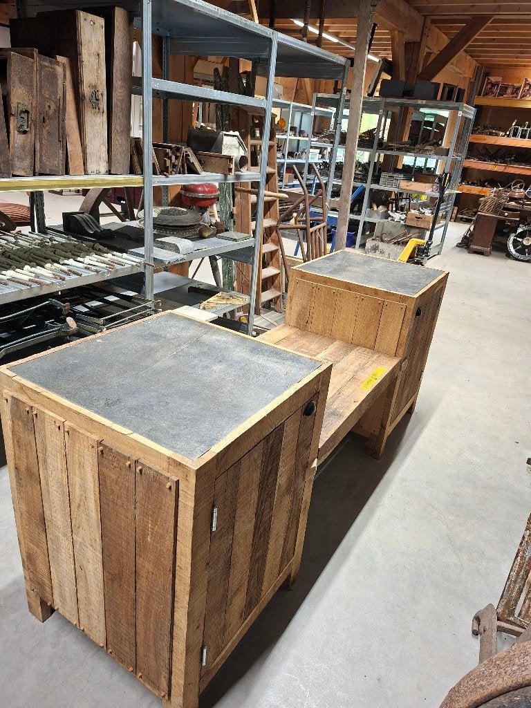 Barbecue ombouw van oud eikenhout,buitenkeuken, Ophalen, Gebruikt, Houtskool, Vrijstaand