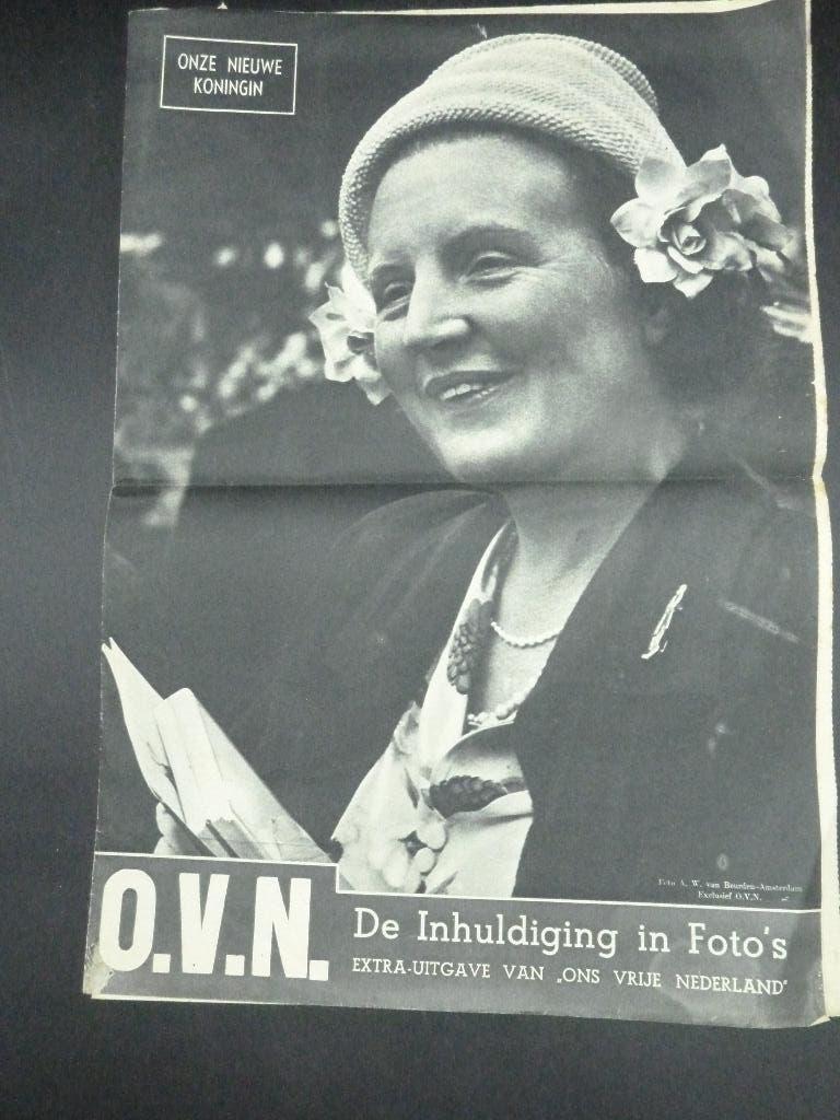 Koningshuis blad Inhuldiging Juliana 1948, Ophalen of Verzenden, Gebruikt, Nederland, Tijdschrift of Boek